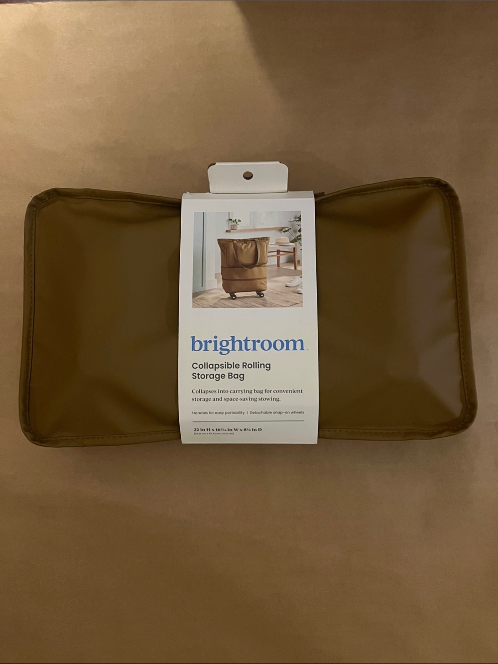 brightroom Brown Collapsible Rolling Storage Bag